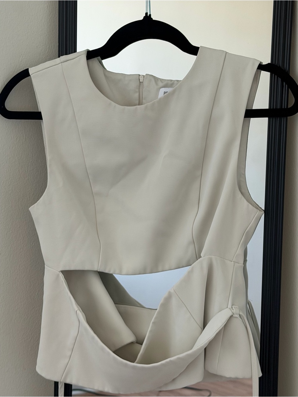 Peppermayo Cream Backless Cutout Dress